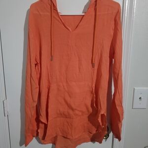 Orange Bathing Suit Bikini Beach Pool Coverup with Hood